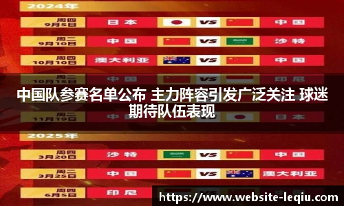 中国队参赛名单公布 主力阵容引发广泛关注 球迷期待队伍表现