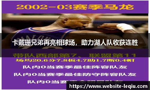 卡戴珊兄弟再亮相球场，助力湖人队收获连胜